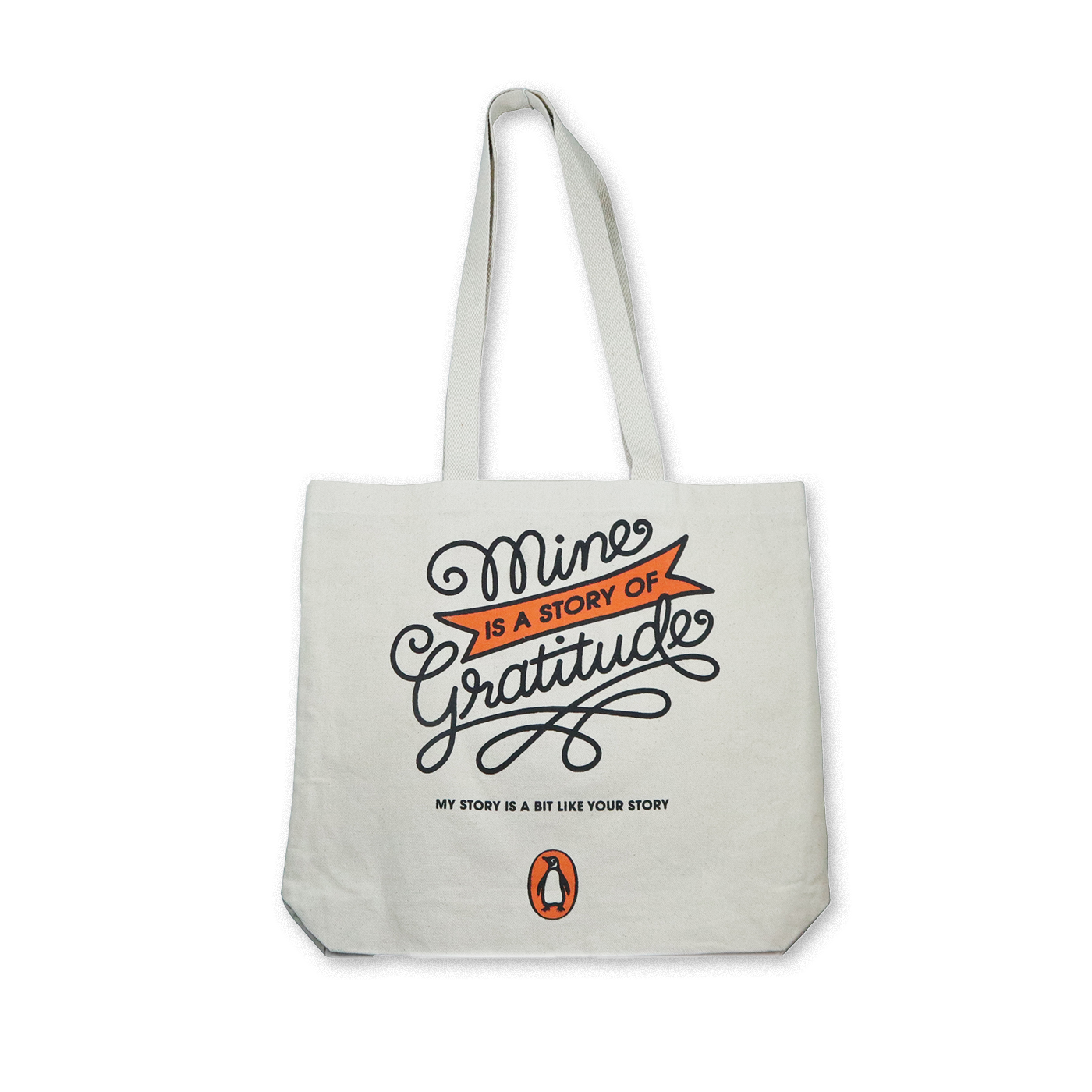 Mine is A Story of Gratitude Penguin Tote Bag