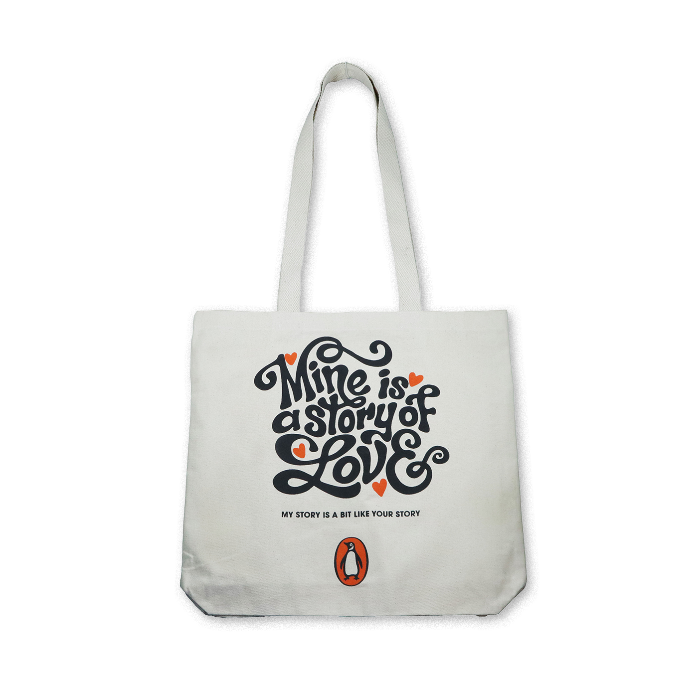 Mine is A Story of Love Penguin Tote Bag