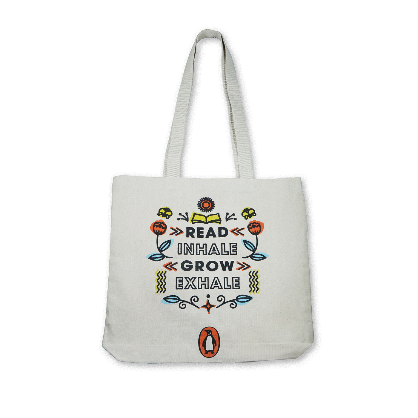 Read Inhale Grow Exhale Penguin Tote Bag