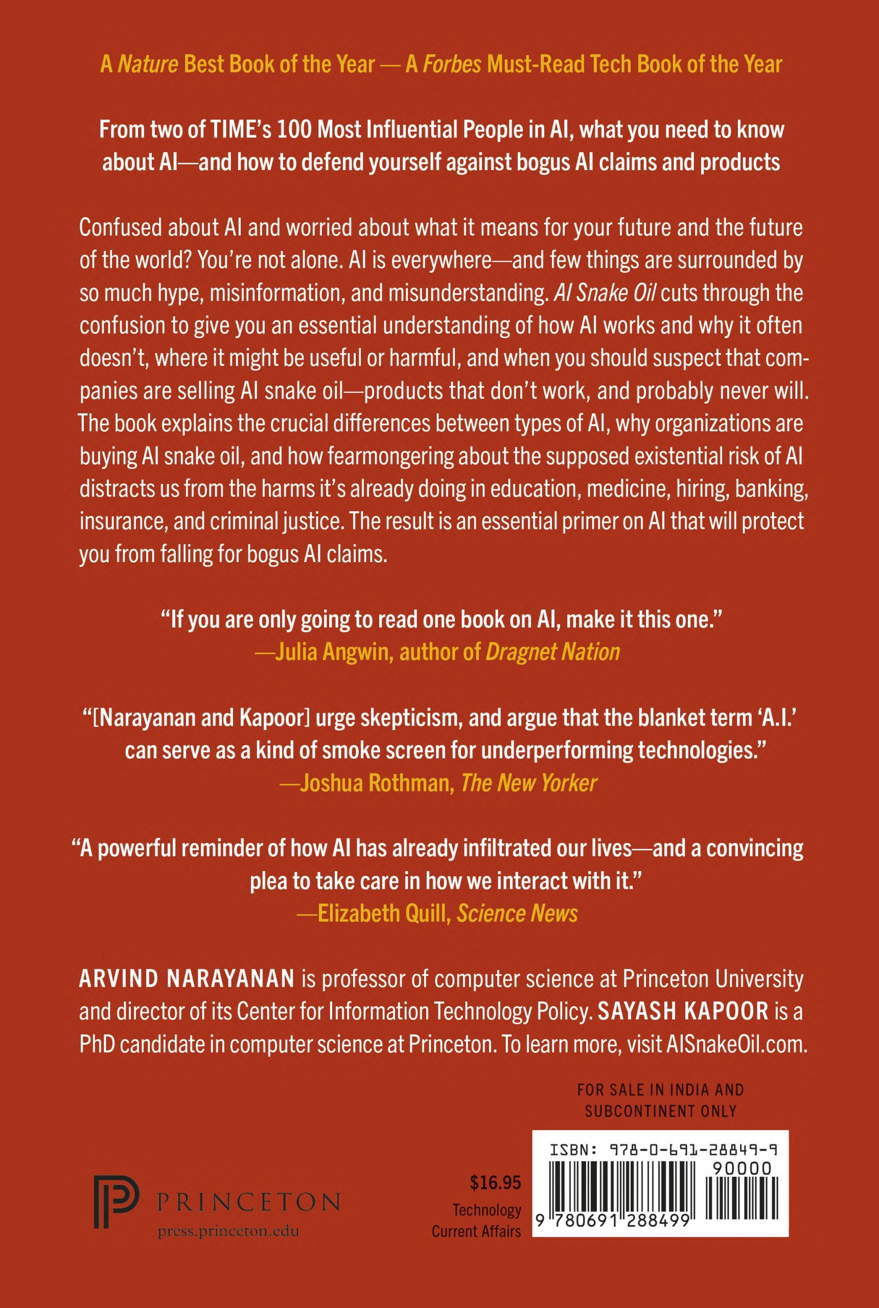 AI Snake Oil: What Artificial Intelligence Can Do, What It Can’t, and How to Tell the Difference